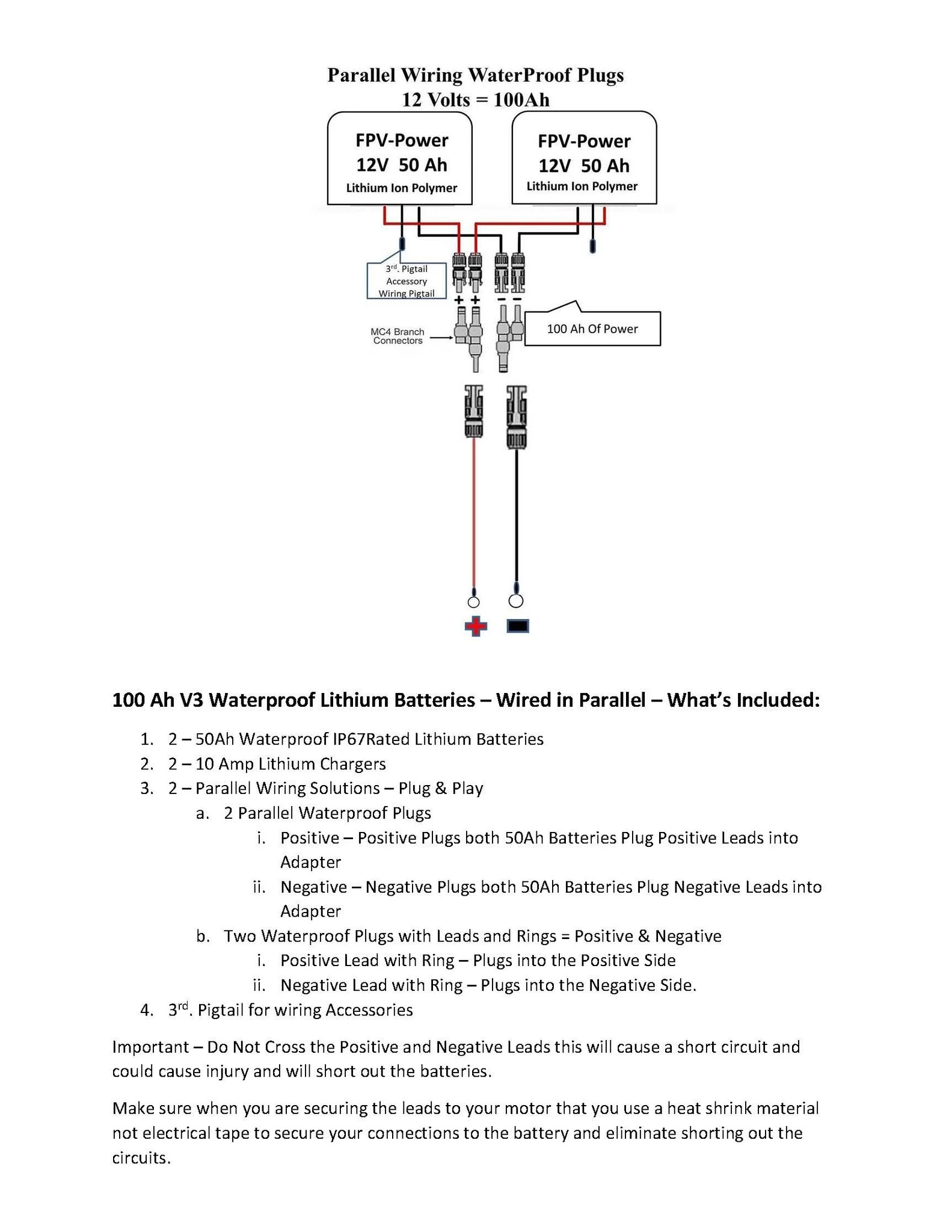 FPV-Power 100Ah V3 Waterproof Lithium Batteries Wired In Parallel With 2 - 10A Chargers (2 - 50Ah Batteries) 7 FPV-Power 100Ah V3 Waterproof Lithium Batteries Wired In Parallel With 2 - 10A Chargers (2 - 50Ah Batteries) - Image 5