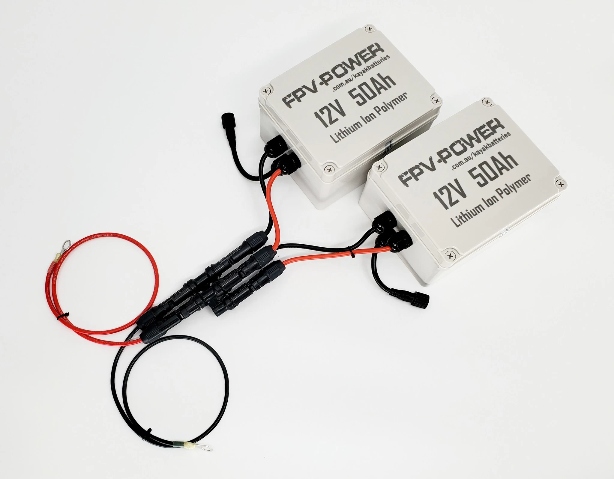 FPV-Power 100Ah V3 Waterproof Lithium Batteries Wired In Parallel With 2 - 10A Chargers (2 - 50Ah Batteries) 3 FPV-Power 100Ah V3 Waterproof Lithium Batteries Wired In Parallel With 2 - 10A Chargers (2 - 50Ah Batteries)