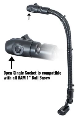 RAM Mounts Transducer Arm Mount With 18" Rigid Aluminum Rod And Open Single Socket: Compatible With All RAM 1" Ball Bases 11 RAM Mounts Transducer Arm Mount With 18" Rigid Aluminum Rod And Open Single Socket: Compatible With All RAM 1" Ball Bases -Aqua Adventures ram mounts transducer arm mount with 18 rigid alum 10